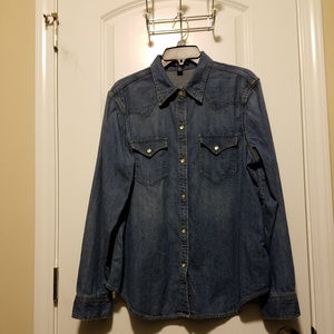 Chaps Womens Denim Snap Front L/S Shirt -- Size XL